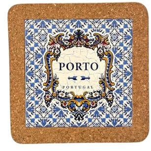 Azulejo Carreaux de céramique ethniques portugaises – Dessous de plat en liège – Souvenir parfait et cadeau du Portugal (20 cm) (bleu marine)