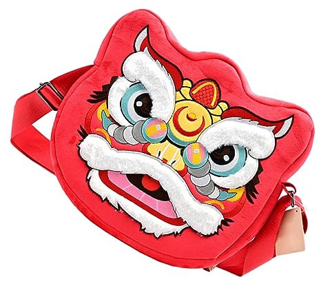 Holibanna Löwen tanz Geldbörse Uhrenschnalle Plüsch Geldbörsen Umhängetasche für Damen geschenk Plüsch Umhängetasche Cartoon Umhängetasche Mode Schultertaschen roter Umschlag