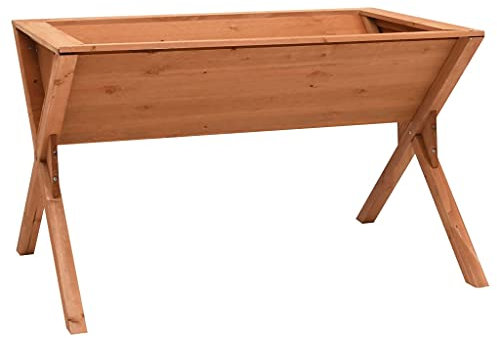 Stahlblech Hochbeet für Gemüse Erhöhte, Hochbeet 90x55x56 cm Tannenholz Hochbeet Gartenbeet Pflanzbeet perfekt für Garten/Terrasse/Balkon