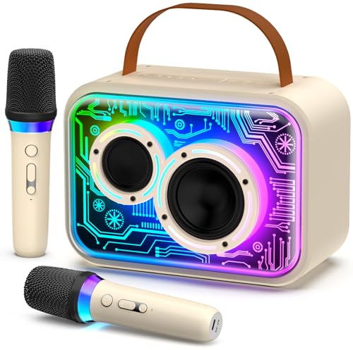 JYX karaoke con 2 microfoni per bambini e adulti, karaoke con microfono luci a LED e suono magico, cassa karaoke Bluetooth portatile Per feste in casa/all'aperto/regali/decorazioni