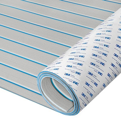 HXBYX Revêtement de Sol en Mousse EVA avec Support Autocollant pour Bricolage, Bateau, Feuille de Marine, en Faux Teck, Patins de Refroidissement antidérapants pour Kayak, Yacht, Piscine, RV 240 x