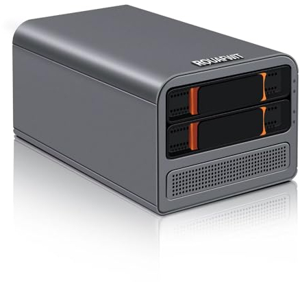 ROUAFWIT Mini PC N100 Nas 2 Bay Soft Router 3-in-1, DDR5 32G RAM 512G NVME SSD Ufficio Desktop Micro Computer Network Storage, 2 x i226V 2.5GbE, Dual Fan, SPK/MIC