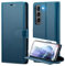 for Samsung Galaxy S22 Case and Screen Protectors with RFID Blocking Credit Card Holder, PU Leather Folio Flip Kickstand Protective Shockproof Women Men for Samsung S22 Wallet Phone Case (Blue)