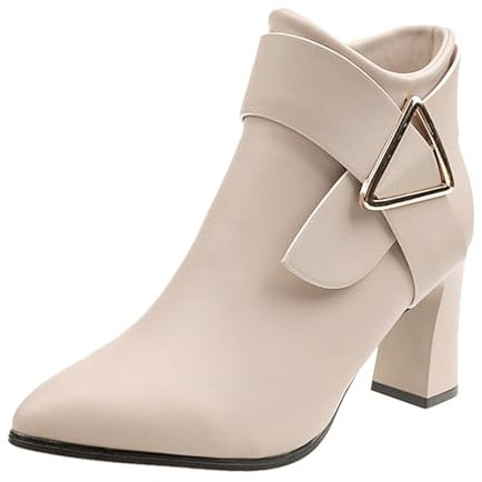 Generico Stivaletti Donna Invernali con Tacco, Tronchetti Donna Invernali Morbidi Eleganti, Stivaletti Classici Boots con Tacco Alla Casual Neri Stivali Donna Comoda Stivaletti Donna Motociclista