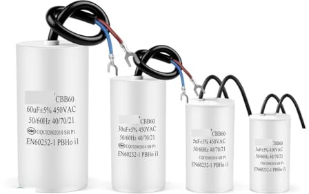 2Pcs CBB60 electronic starter Running Capacitor 450V Series AC Water Pump Startup Capacitors Start electronic starter Run 450VAC 3uF-80uF IDGTTLDF(450V35UF)
