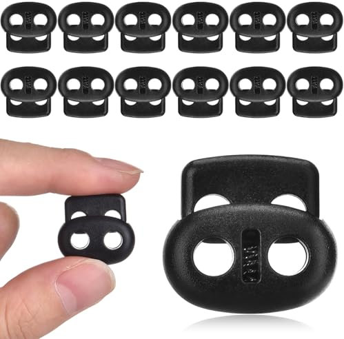 GGXZHT 12 Stück Kordelstopper 2 Loch, Schlösser für Kordel 5 mm, Schnürsenkel Kordelstopper für das Camping, Wandern, den Sport, Rucksäcke, Ersatzschnürsenkel