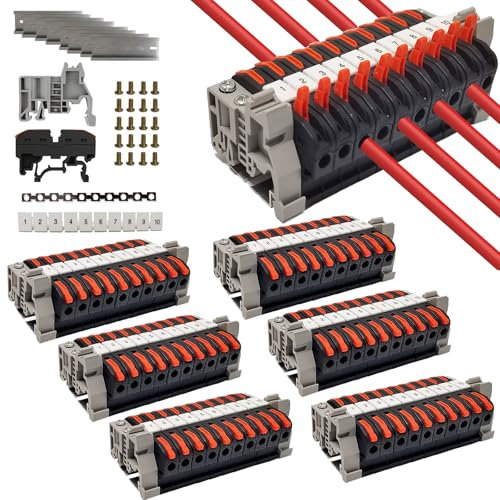 SQLJYU 60 Stück Reihenklemmen Hutschiene, Verbindungsklemme, 0,08-4 mm² PCT-211 Durchgangsklemme Hutschiene, Klemmleiste Kit, Lüsterklemmen Steckbar, Klemmen Elektro