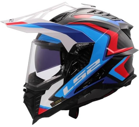 LS2, Motocross-Helm Explorer Carbon Frontier II Gloss White Blue, XS