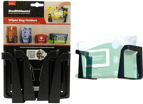 StealthMounts Wipe Holder | 2 Pack | Mounts for Wipe Storage | Made in The UK