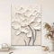 XBTYKPB Arte murale floreale bianca, stampa su tela con fiori in rilievo, poster floreali color crema, decorazione murale per bagno, stampe artistiche, cornice 60x80 cm