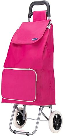 Lightweight Aluminium Shopping Trolley on Wheels - 59L Capacity, Durable, Easy to Maneuver & Fold for Convenient Storage – Ideal for Groceries, Laundry, and Errands (Cerise Pink)