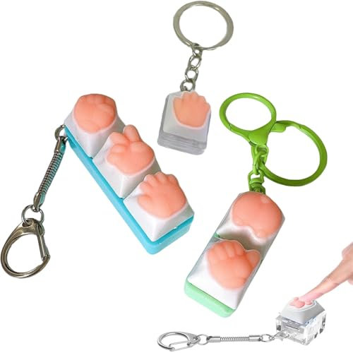 3 PCS Keyboard Fidget, Fidget Keyboard Toy, Fidget Keychain Toy Portable Keychain Clip Keycap Fidget Toy Keyboard Clicker Toy to Relief Stress Button Stress Relief Gifts (Random Style)