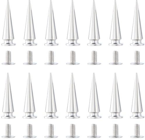 GORGECRAFT 1 Box 30 Sets 28mm Punk Spike Nieten Silberfarben Metallisch Metall Baumkegel Schraubnieten Aufschraubbare Kegel Lederhandwerk Rundniete Für Lederbekleidung Jacken Schuhe Heimwerkerarbeiten