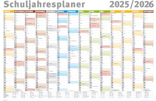 Schuljahresplaner 2025/2026 - Wandplaner Kalender - Giant XXL Poster - Grösse 140x100 cm