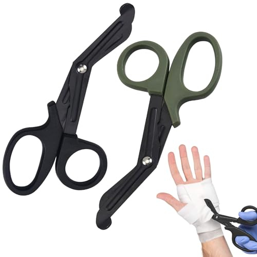 Medizinische Verbandschere, Medizinische Scheren, Rostfreier Stahl Verbandscheren 15cm Bent Stealth Black Für Krankenschwestern, Medizinstudenten, Notaufnahme(Schwarz Und Grün)