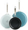 BK Sky Keramik-Antihaft-Pfannenset, 3-teilig, Ø 20/24/28 cm, PFAS-frei, Induktionsgeeignet, Backofenfest bis 220 °C, Spülmaschinenfest, Schnelle Erhitzung, Edelstahlgriffe, Blau