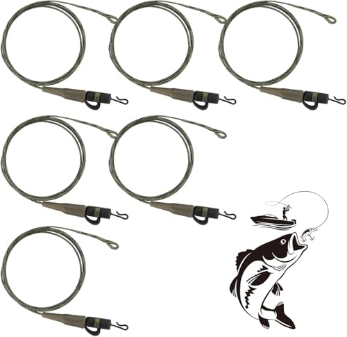 Kettion 6 Pieces Fishing Accessories Carp Accessories 64 cm 45 lb Chod Rig Leader Safety Lead Clip Hair Assembly Carp Inline Helicopter Carp Ready Hair Fishing Rig Leader Accessories Assembly