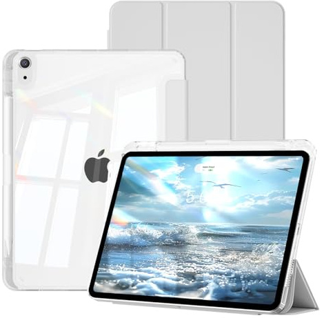 GKABXY Hülle für iPad Air 11 Zoll M4/M3/M2, iPad Air 5./4. Gen, Grau | Für iPad Air 11 (2026-2024) & 10,9 (2022/2020), Hybrid-Schutzhülle, Klare Transparente Rückschale, Anti-Vergilbungs Case