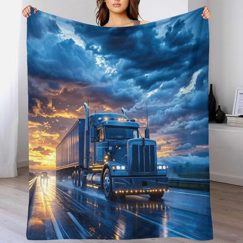 American Lastwagen (LKW) Sofadecke Kuschelig, Dicke Weiche Kuscheldecke 70x80inch(180x200cm) Blanket Wohndecken, Comfort 18-Wheeler Peterbilt379 Design Kuschelige Decke Sofa Flauschige Decke Für Sofa
