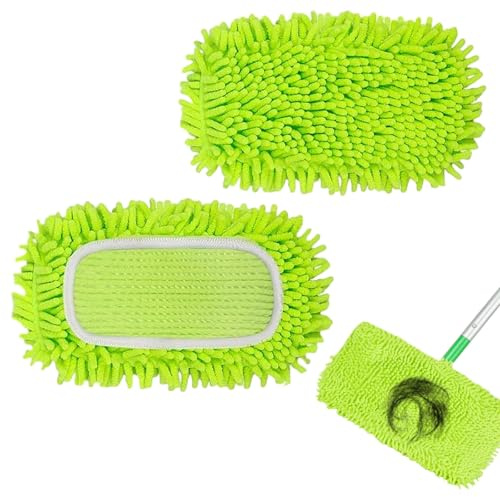 2 Stück Bodentücher Waschbar 25,5 x 11,5 cm Ersatzpads für Wischmopp – Weiche Chenille-Faser – Für Holz, Fliesen, Stein – Wiederverwendbare Reinigungstücher für Trocken- und Nassreinigung