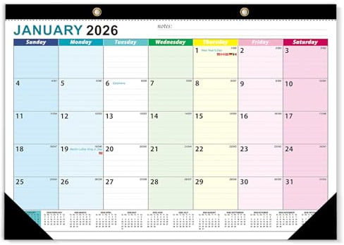 Wandkalender von Januar 2026 bis Juni 2027, 18-Monats-Akademischer Wandkalender 2026-2027, abreißbarer Monatskalender für Büro, Familienplaner, Hängeplaner mit Aufklebern-43,2 x 30,5 cm (bunt)