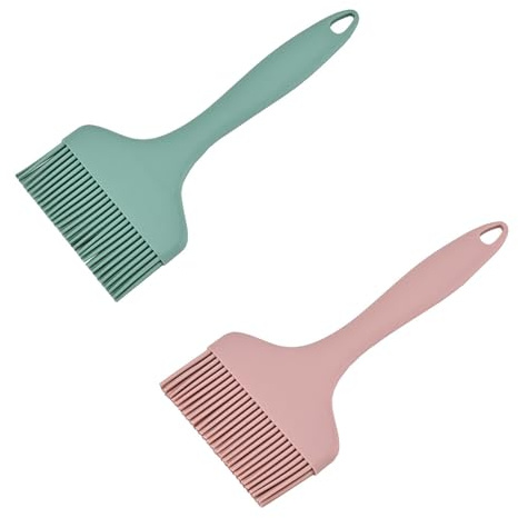Extra Large Silicone Pastry Brush - Heat Resistant Extra Wide Basting Brush - Dishwasher Safe Oil Brush for Cooking, Baking, Grilling, and Spreading Oil, Butter, BBQ Sauce or Marinade (Pink,Green)