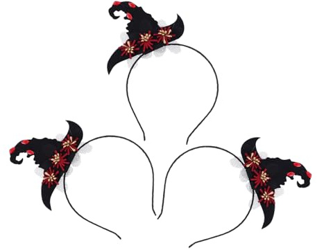 YARNOW 3pièces Serre-tête Chapeau De Sorcière Lot Pour Halloween Accessoires Cheveux Déguisement Fête Coiffure