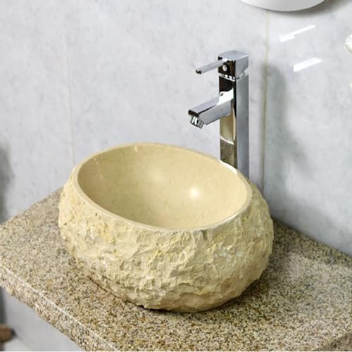 ASerZenith Ovales Waschbecken Für Badezimmer, Aufsatzwaschbecken Aus Stein, Waschtischplatte Aus Marmor – 40 cm L X 30 cm B X 13 cm H(A)