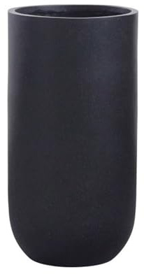 Cenz-888 Pot de Fleurs Pots de Plantes Noirs Haut et arrondis, avec Trous Drainage, Pots Fleurs en Ciment Fibre Verre, for d'intérieur d'extérieur sur Pied, conteneur(Grand)