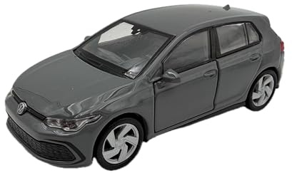 DROMADER Modellino Volkswagen VW Golf 8 GTI in scala 1:39, grigio - Modellino da collezione dettagliato Welly | Veicolo in miniatura