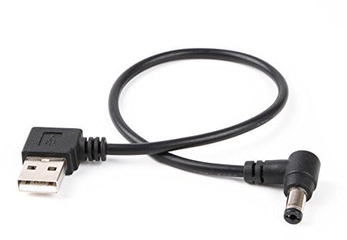 Cable USB a barril USB a cable de alimentación de 5,5 mm/2,1 mm en ángulo de 5 V CC (ángulo izquierdo)