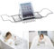 WING Pont de Baignoire Metal, Acier INOX Baignoire Plateau Extensible rétractable Étagères de Salle de Bain avec Livre Reste,argenté, 63.5-98 cm