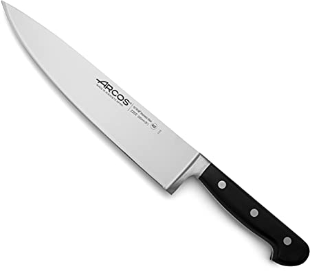 Arcos Cuchillo Chef Acero Inoxidable. Cuchillo Cocina Profesional multipropósito para Cortar y Limpiar Verduras. Mango ergonómico polioximetileno y Hoja 230 mm. Serie Opera. Color Negro.