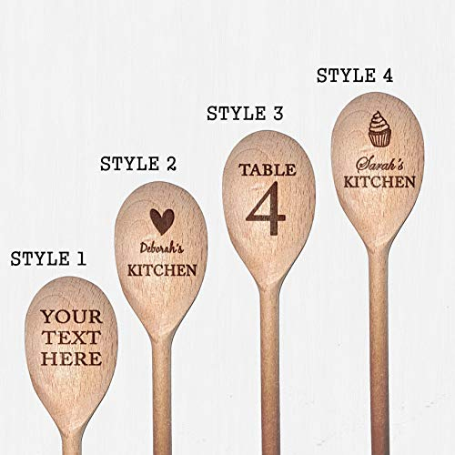 Personalised Beech Wood Wooden Mixing Spoon/Cooking Utensil, Any Text or Message can be Engraved, Gift for Any Occasion