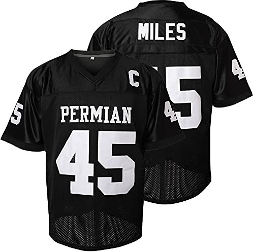 Boobie Miles Trikot 45 Permian Friday Night Lights Fußballtrikot Weiß Schwarz S-XXXL - Schwarz - Mittel
