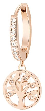 Brosway Orecchino Singolo A Cerchio Donna In Acciaio Con Simbolo Albero Della Vita, Orecchino Singolo Donna Collezione Chakra - BHKE006