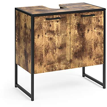 Vicco Waschbeckenunterschrank Fyrk, Waschtischunterschrank, Eiche rustikal/Schwarz, 60 x 60 cm