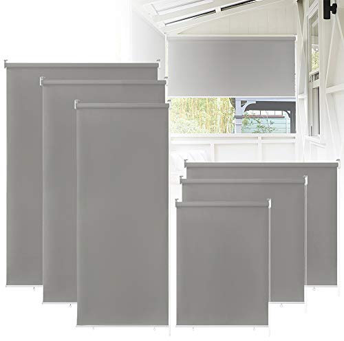 LZQ Senkrechtmarkise Balkonmarkise Sonnenschutz, UV-beständige Vertikalmarkise, Windschut und Sichtschutz, vertikal Sonnensegel für Balkon Terrasse, 100 x 140 cm, Grau