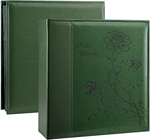 Artmag Album fotografico da 10 x 15 cm, per 1000 foto, grande capacità, con copertina in pelle, per foto orizzontali e verticali da 10 x 15 cm, con pagine nere (verde scuro)