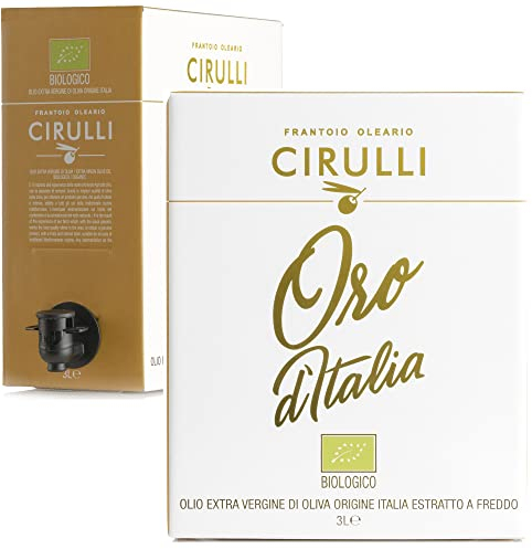 Cirulli Huile d'olive Biologique extra vierge italienne extraite à froid, Bag in Box (3 Litres)
