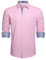 HISDERN Men's Dress Shirts Fashion Slim Fit Long Sleeve Pink Wedding Shirt Casual with Pocket
