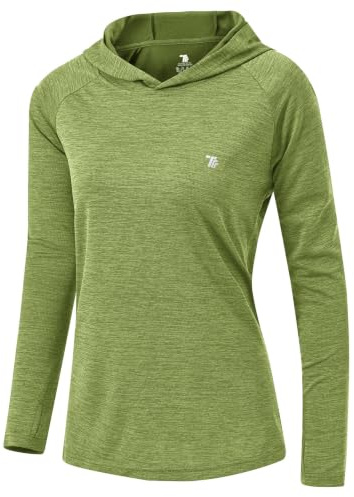 donhobo Damen Sportshirt Laufshirt UV Schutz Funktionsshirt | Leicht, Atmungsaktive, Schnelltrocknend, Langarm, Hoodie Sweatshirts, mit Daumenlöcher für Wandern Yoga Fitness Laufen
