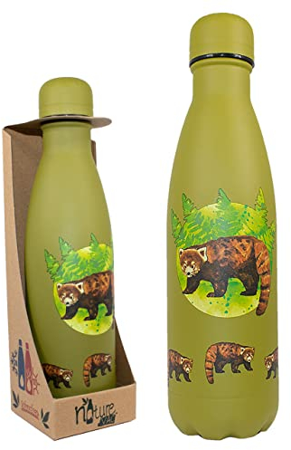 NatureVac - Roter Panda von Deluxebase. Isolierte, Wiederverwendbare Reise-Vakuumflasche für heißes Wasser, Kaffee, Tee