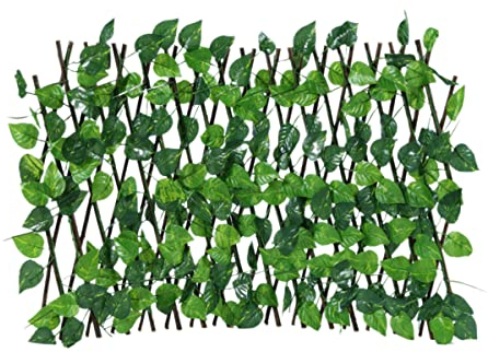 RANRAO Plantes décoratives réalistes - Treillis extensible - Clôture de jardin - Brise-vue - Feuilles de lierre artificielles
