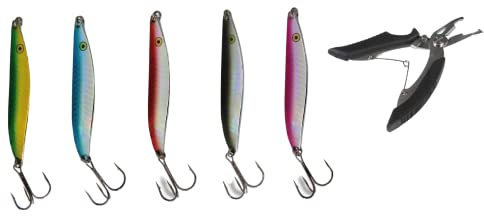 Set Meerforellen-Blinker Toger Larsson mit Einzelhaken von Behr, 5 Stück, 24 Gramm 9cm Trendex + gratis Angelschere