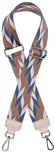 Caspar BSG04 breiter Leder/Textil Schultergurt mit silberfarbenem Karabiner für Handtaschen, Farbe:petrol, Accessoires:One Size