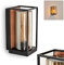 Außenwandleuchte Palanga, Außenleuchte aus Metall in Schwarz/Holzoptik/Braun u. 2 Gläsern (Rauchfarben/Klar), Wandlampe für Terrasse/Eingangsbereich, 1 x E27. ohne Leuchtmittel, mit tollem Lichteffekt