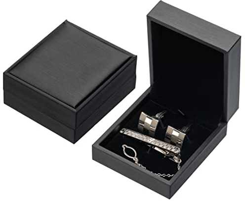 Manschettenknöpfe, PU-Leder, Krawattenklammer, Box, Manschettenknöpfe, Aufbewahrungsbox, Schmuckvitrine (schwarz)
