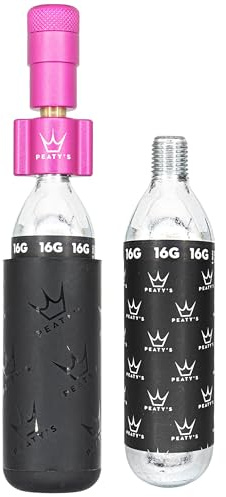 Peaty's Holeshot CO2-Reifenfüller-Set, 16 g, einzigartiges, kompaktes Design für maximalen Luftstrom und schnelles Aufpumpen, 2 x 16 g CO2 & Frostschutzhülle, Rennrad & Kies