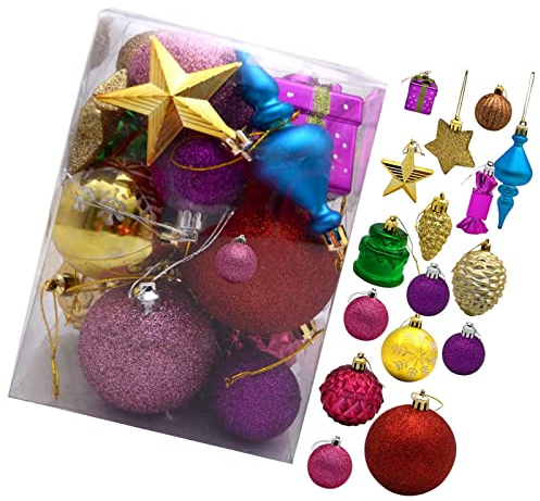 CHAMEEN 15-20 Stücke Weihnachtskugeln Set Weihnachtsdeko Baumschmuck Weihnachtskugel-Ornamente Glocken, Süßigkeiten, alte Leute, Soldaten, Erdbeeren usw Überraschungsbox